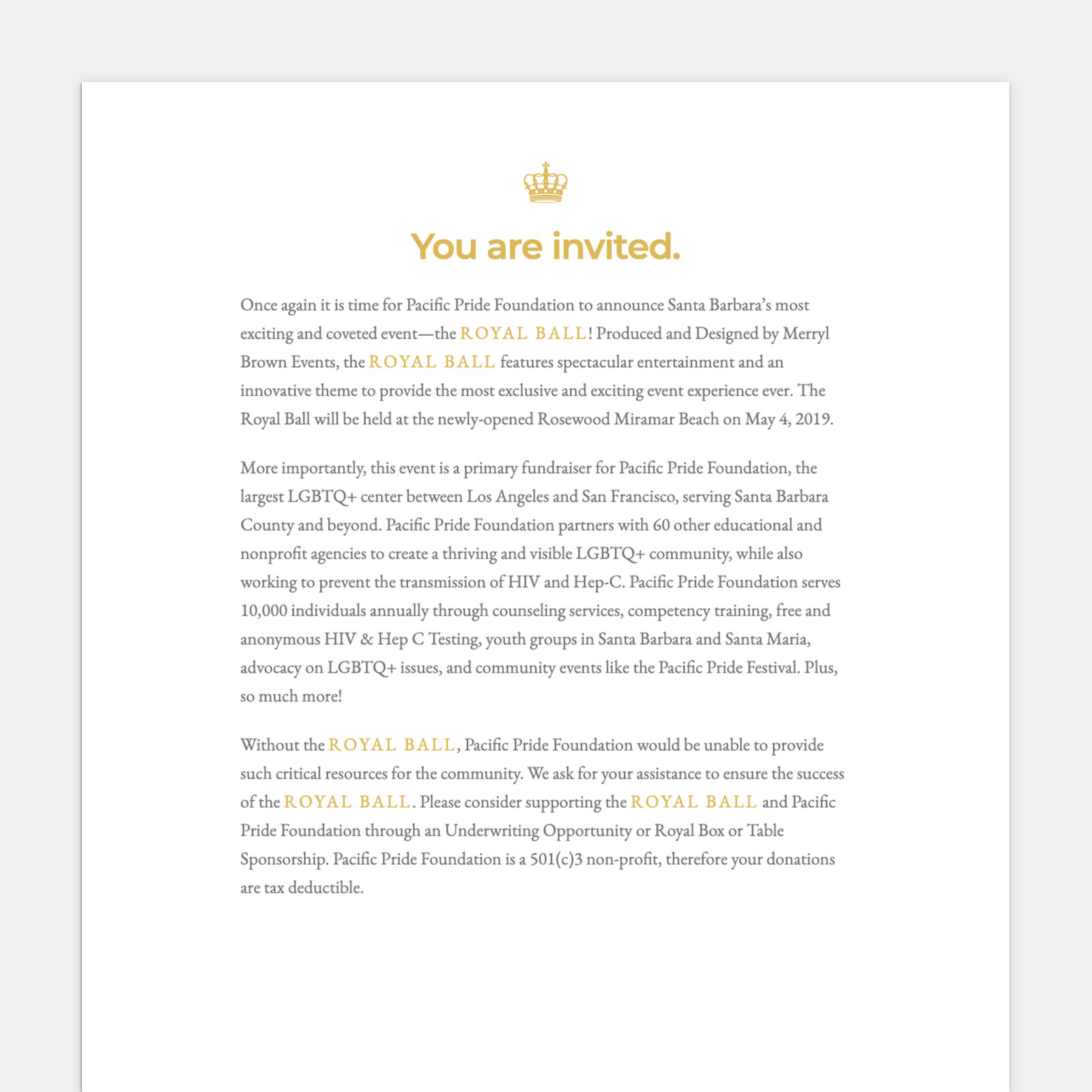 Pacific Pride Foundation's Royal Ball